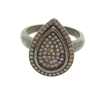 925 Silver  Vintage Cubic Zirconia Tear Drop Shape Cocktail Ring Sz 7  RG18207