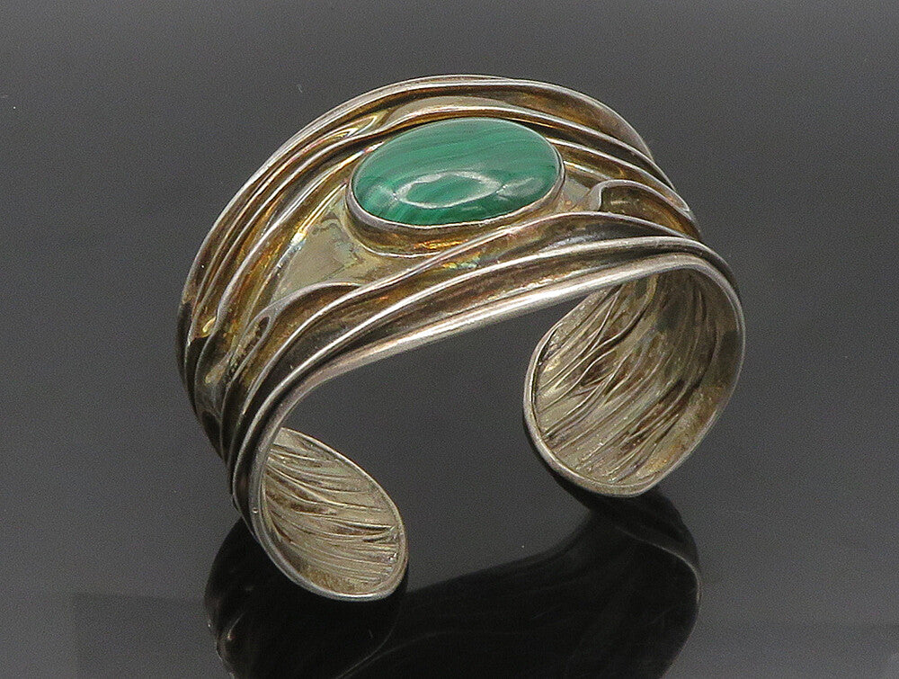 DDD MEXICO 925 Silver  Vintage Agate Modernist Wide Cuff Bracelet  BT9370