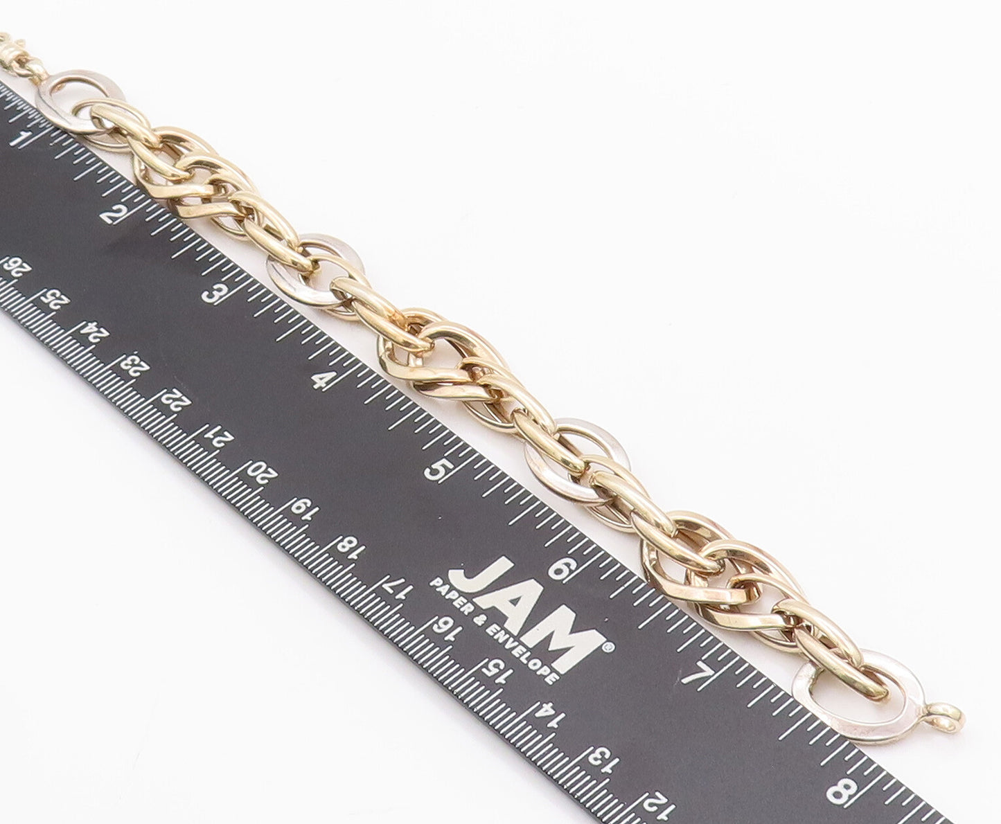 925 Sterling Silver Vintage Bracelet Gold Plated Designer Oval Loop Link BT10334