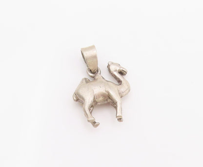 925 Sterling Silver Vintage Pendant Solid Camel With Double Hump Charm  PT25507