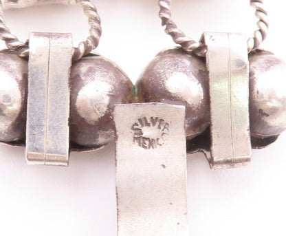 925 Sterling Silver Vintage Bracelet TAXCO Puffed Beaded Ring Links  BT10399