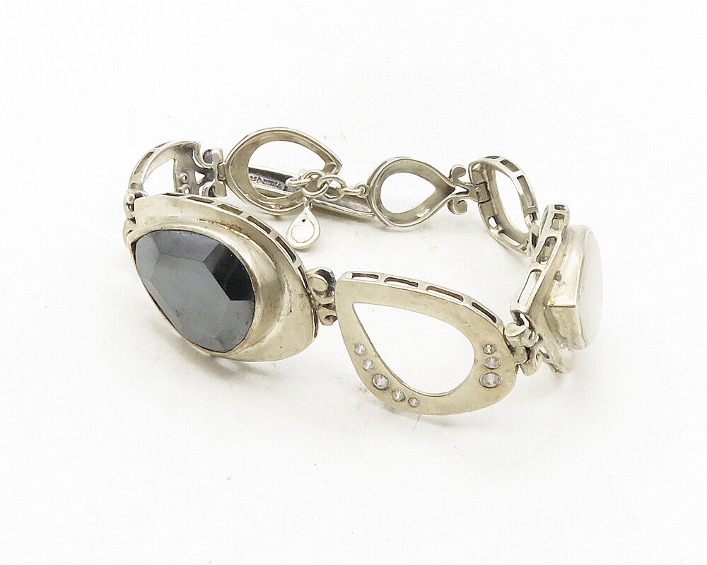 SILPADA 925 Silver  Vintage Hematite Quartz & Topaz Chain Bracelet  BT4310