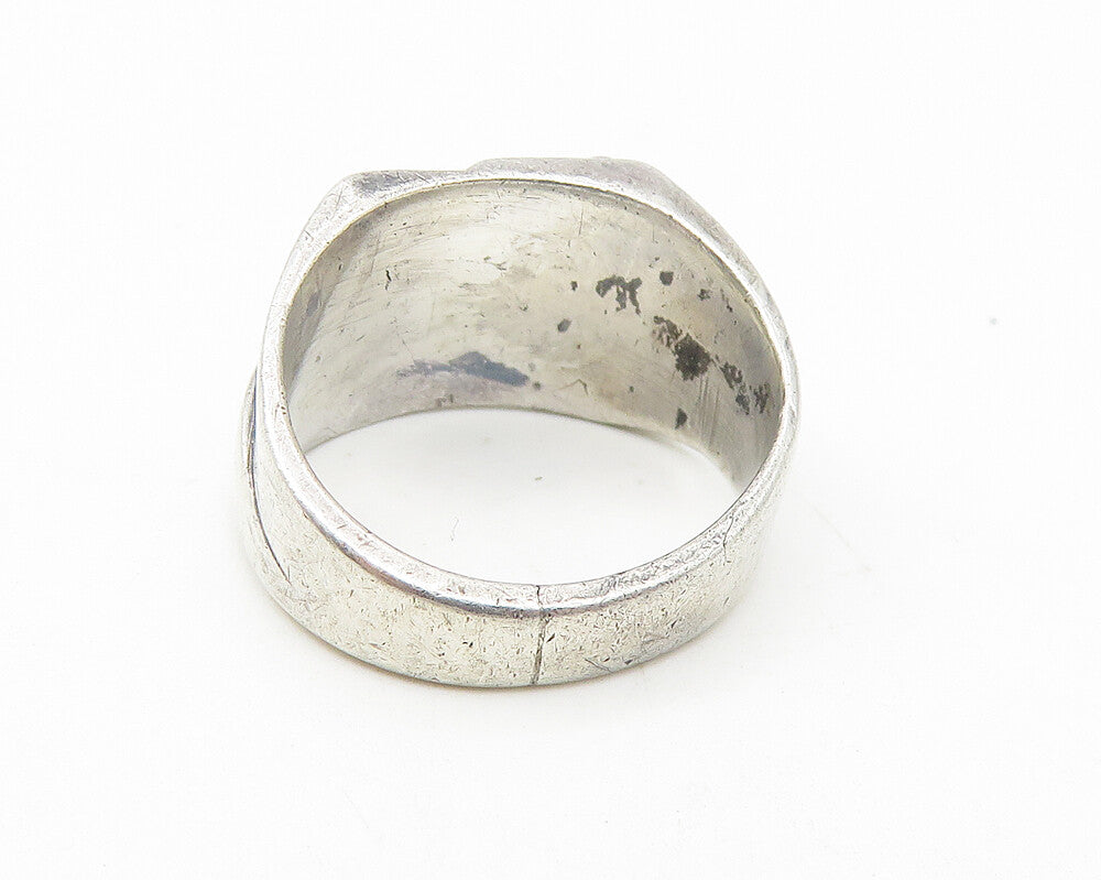 925 Sterling Silver  Vintage Alpha Sigma Phi Fraternity Band Ring Sz 4 RG11145