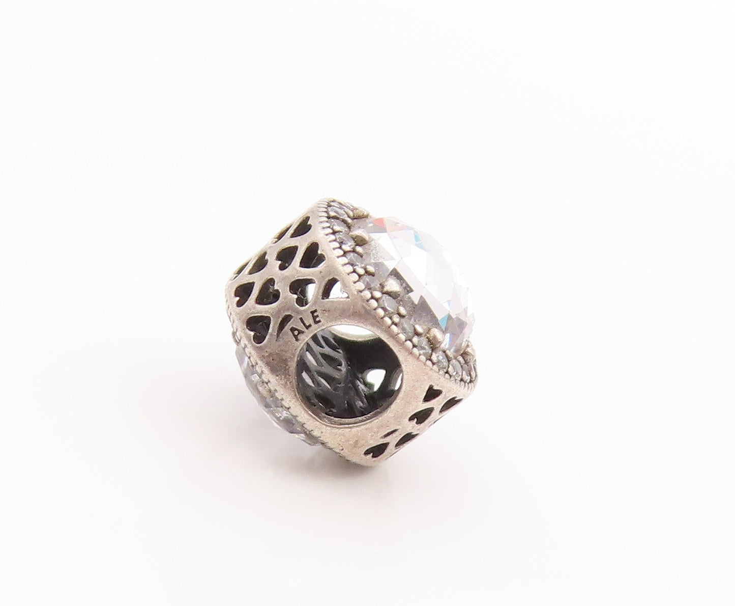 925 Sterling Silver Vintage Pendant PANDORA Round Sparkling CZ Charm  PT24849