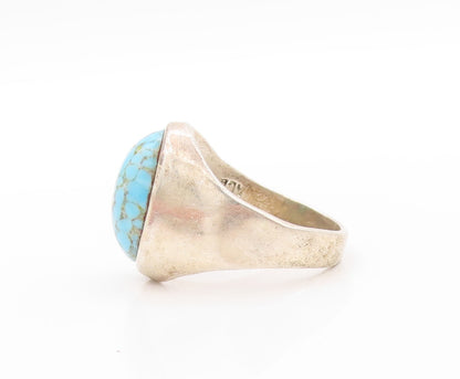 925 Sterling Silver Vintage Ring Designer Cabochon Oval Turquoise  Sz 12 RG32599