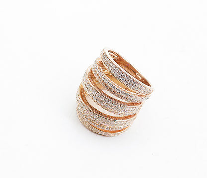 925 Sterling Silver  Cubic Zirconia Rose Gold Plated Band Ring Sz 7.5  RG4540
