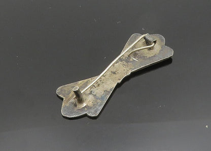 925 Sterling Silver Vintage Brooch Pin EAST EUROPE Antique Floral Bow   BP12534