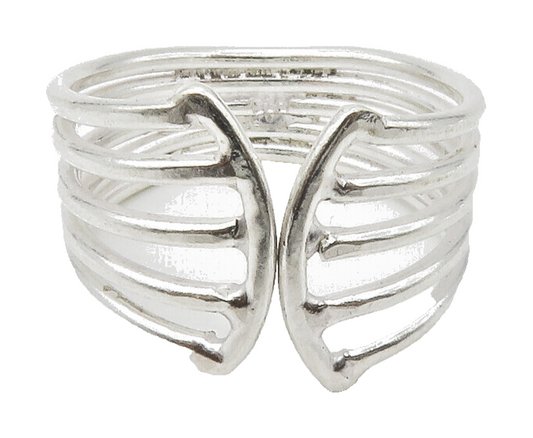 925 Sterling Silver  Shiny Split Design Tapered Band Ring Sz 10  RG14580