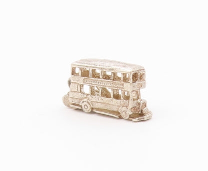 925 Sterling Silver  Vintage Double Decker Bus Locket Pendant (OPENS)  PT15741