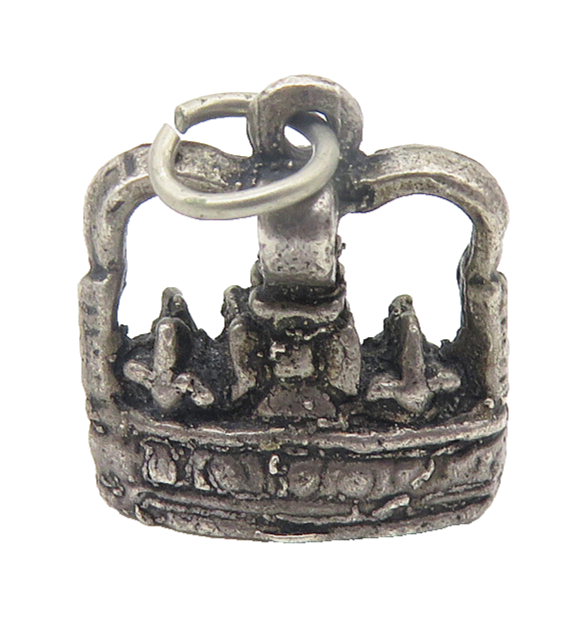 925 Sterling Silver  Vintage Dark Tone Sculpted Detail Drop Pendant  PT9357