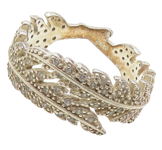 LUCKY DELICATES 925 Sterling Silver Topaz Floral Leaf Bypass Ring Sz 7  RG18249