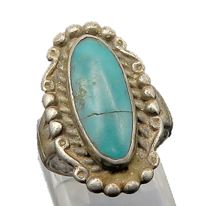 925 Sterling Silver Vintage Turquoise Cocktail Ring Sz 5 RG22156