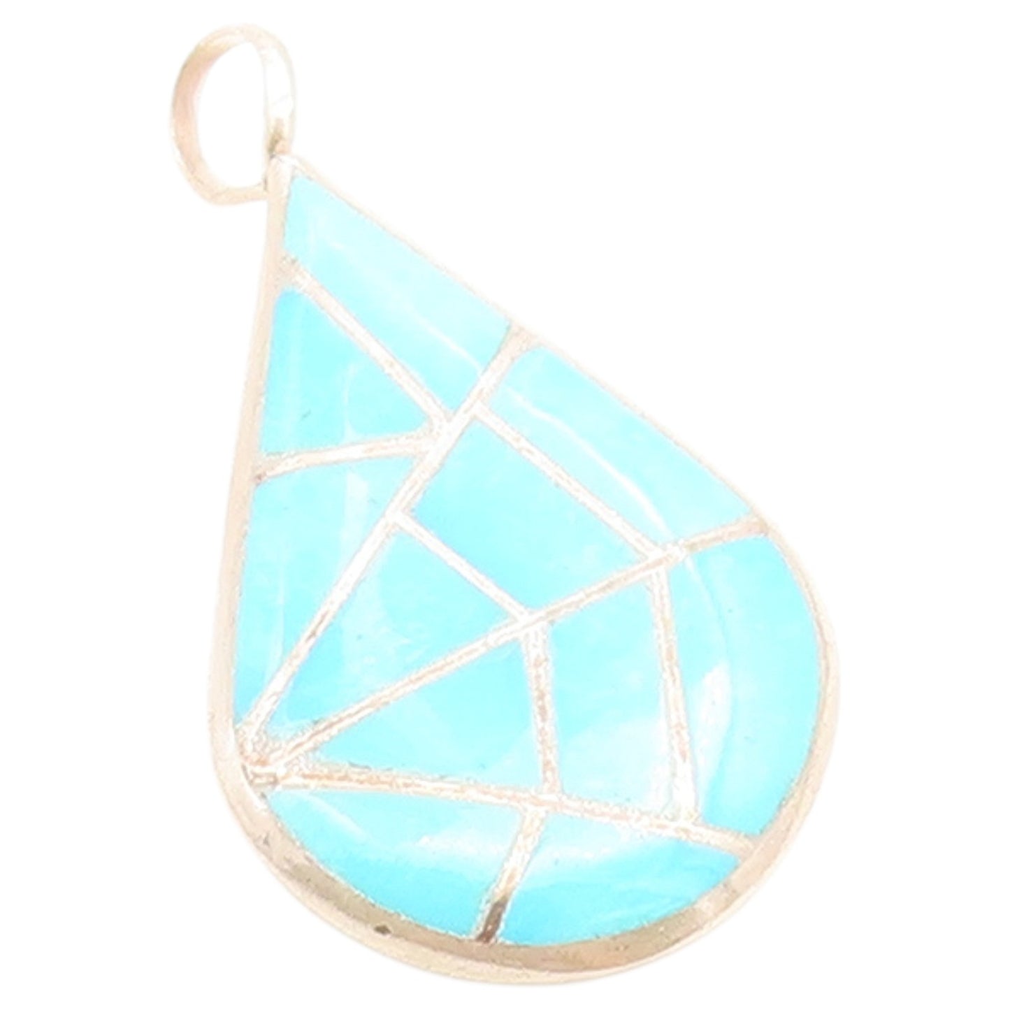 925 Sterling Silver Vintage Pendant NAVAJO ZUNI ML KALLESTEWA Turquoise  PT26493
