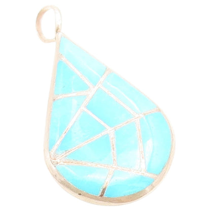 925 Sterling Silver Vintage Pendant NAVAJO ZUNI ML KALLESTEWA Turquoise  PT26493