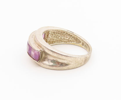 925 Sterling Silver Vintage Ring Channel Set Amethyst Band  Sz 7.5  RG36816