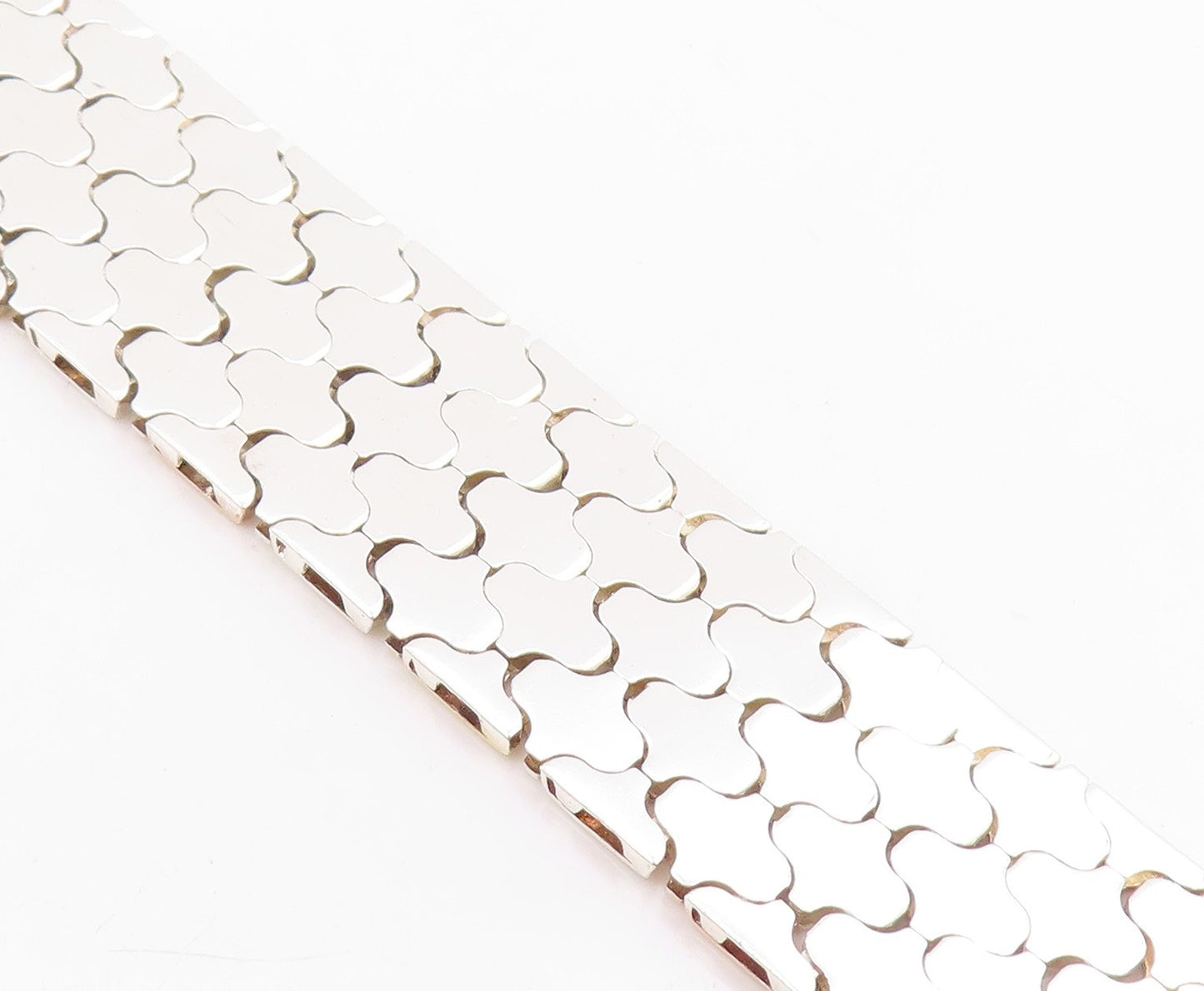 925 Sterling Silver Vintage Bracelet Classic Multi Tone Fish Scale Chain BT11487