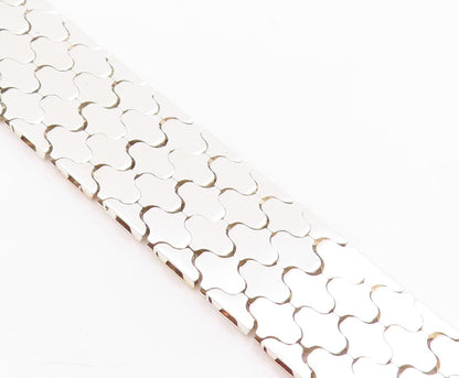 925 Sterling Silver Vintage Bracelet Classic Multi Tone Fish Scale Chain BT11487