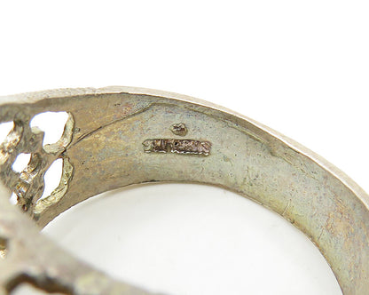 925 Sterling Silver  Vintage Shiny I Initial Square Band Ring Sz 9.5  RG18076