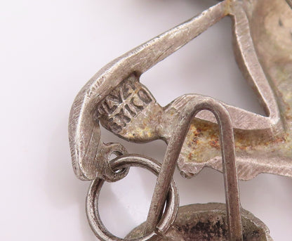 925 Sterling Silver Vintage Brooch Pin MEXICO Man With Carrying Stick  BP12402