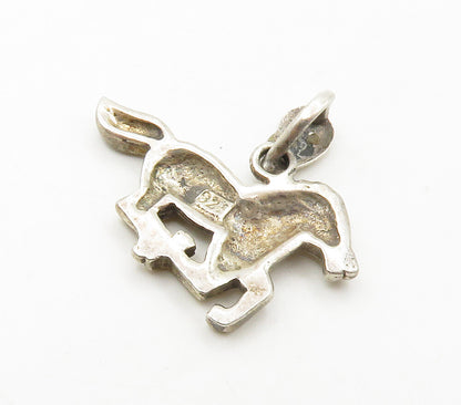 925 Sterling Silver  Vintage Shiny Galloping Horse Motif Pendant  PT13052