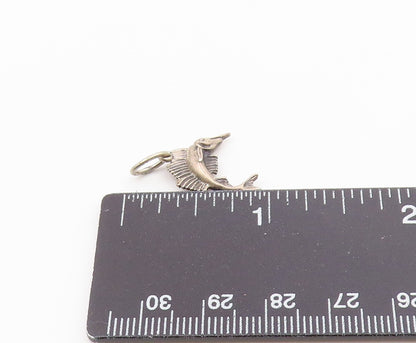925 Sterling Silver  Vintage Petite Swordfish Motif Drop Pendant  PT17872