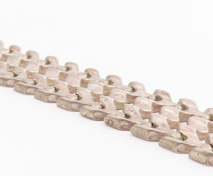 925 Sterling Silver Vintage Bracelet MILOR Geometric Multi Row Link  BT12215