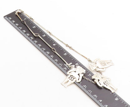 925 Sterling Silver  Vintage Shiny Traditional Statues Chain Necklace  NE1776