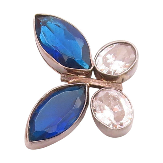 925 Sterling Silver Vintage Pendant Dual Color CZ Butterfly Charm  PT22035