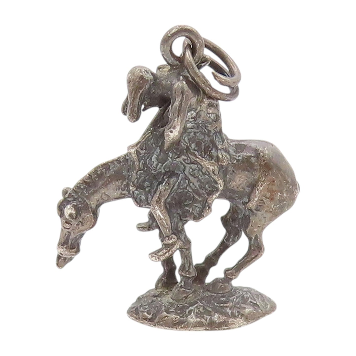925 Sterling Silver Vintage Pendant Dark Tone Wounded Solder On Horse  PT23930