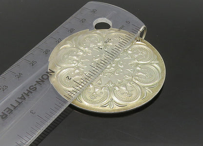 TOWLE 925 Sterling Silver  Vintage Shiny Floral Patterned Pendant  PT18931