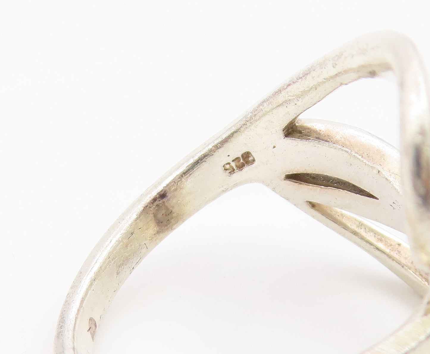 925 Sterling Silver Vintage Ring Interlocking Double Loop Band  Sz 8.5  RG36595