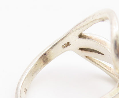 925 Sterling Silver Vintage Ring Interlocking Double Loop Band  Sz 8.5  RG36595
