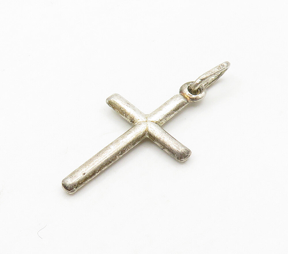 925 Sterling Silver  Vintage Minimalist Religious Cross Drop Pendant  PT12275