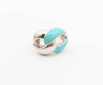 925 Sterling Silver Vintage Ring Chunky Turquoise Infinity Knot  Sz 6  RG36478