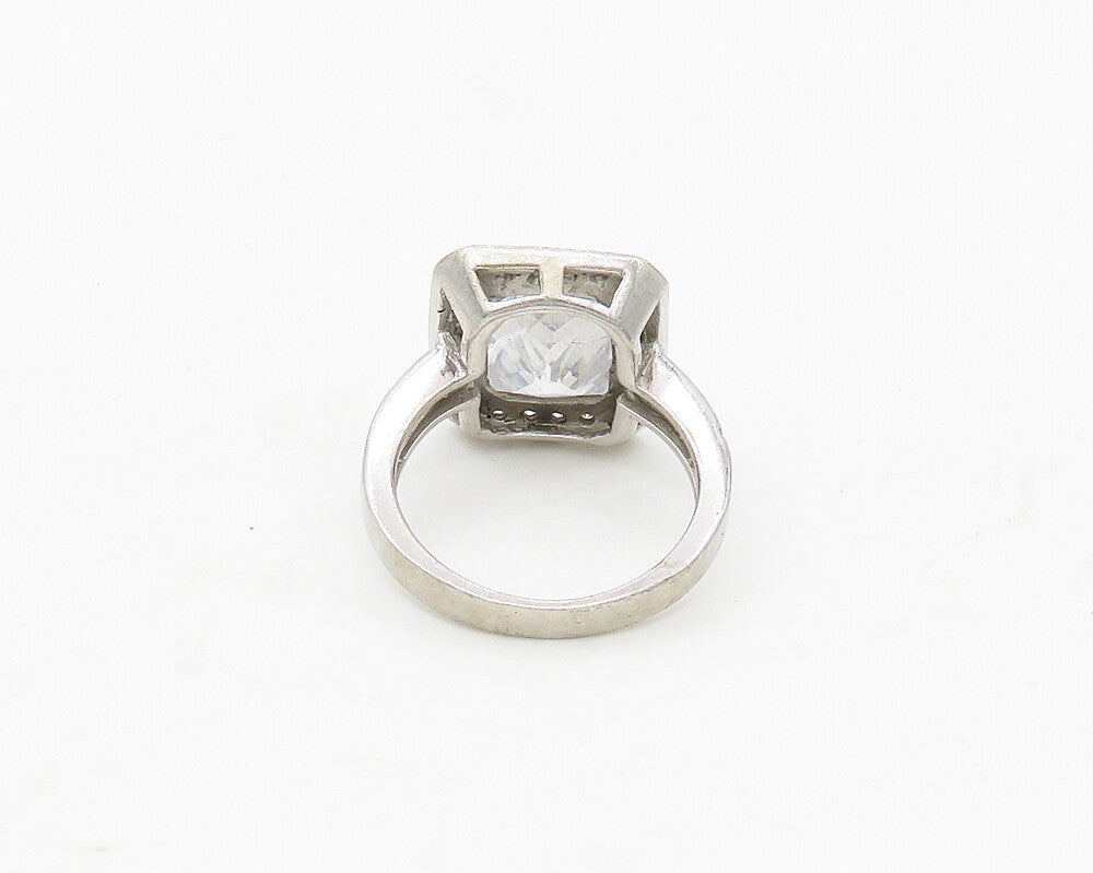 925 Sterling Silver  Sparkling Cubic Zirconia Square Band Ring Sz 5.5  RG17370
