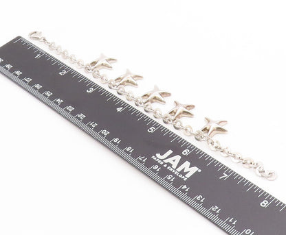 925 Sterling Silver Vintage Bracelet Celestial Dangling Star Charm Link  BT11670
