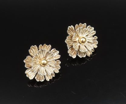ESPO SIG 14K GOLD & 925 Silver Vintage Chrysanthemum Clip Earrings EG12188