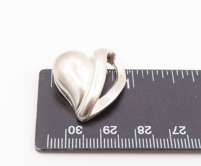 925 Sterling Silver Vintage Pendant Modernist Puffed Love Heart Charm  PT26439