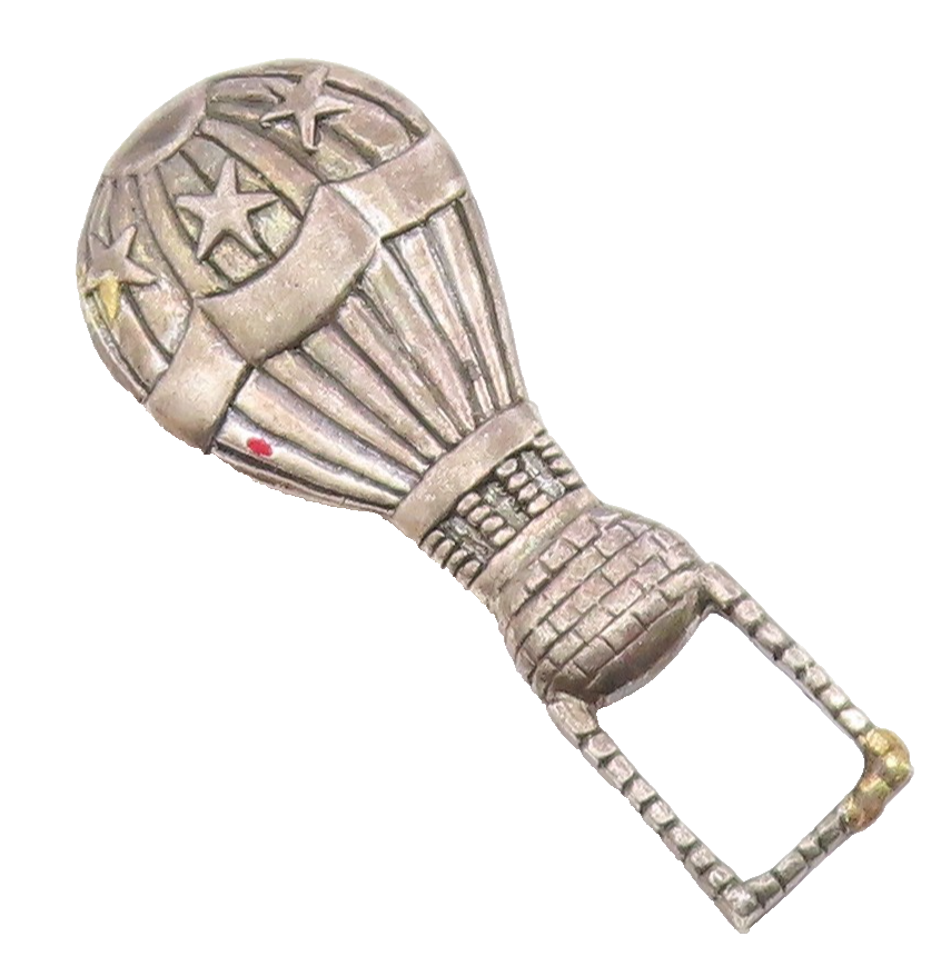 925 Sterling Silver  Vintage Star Ribbed Hot Air Balloon Brooch Pin  BP9486