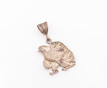 925 Sterling Silver  Vintage Shiny Diamond Cut Eagle Motif Pendant  PT15228