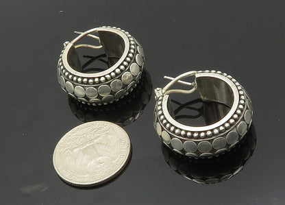 JOHN HARDY 925 Silver  Vintage Circle Pattern Heavy Hoop Earrings  EG10061