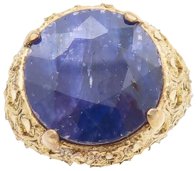 925 Sterling Silver Vintage Ring Gold Plated Floral Carved Gemstone Sz 7 RG29624