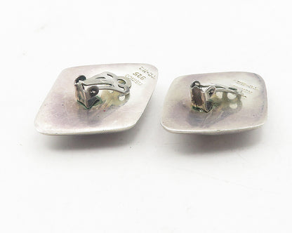 MEXICO 925 Silver  Vintage Lightening Bolt Hollow Non Pierce Earrings  EG6223