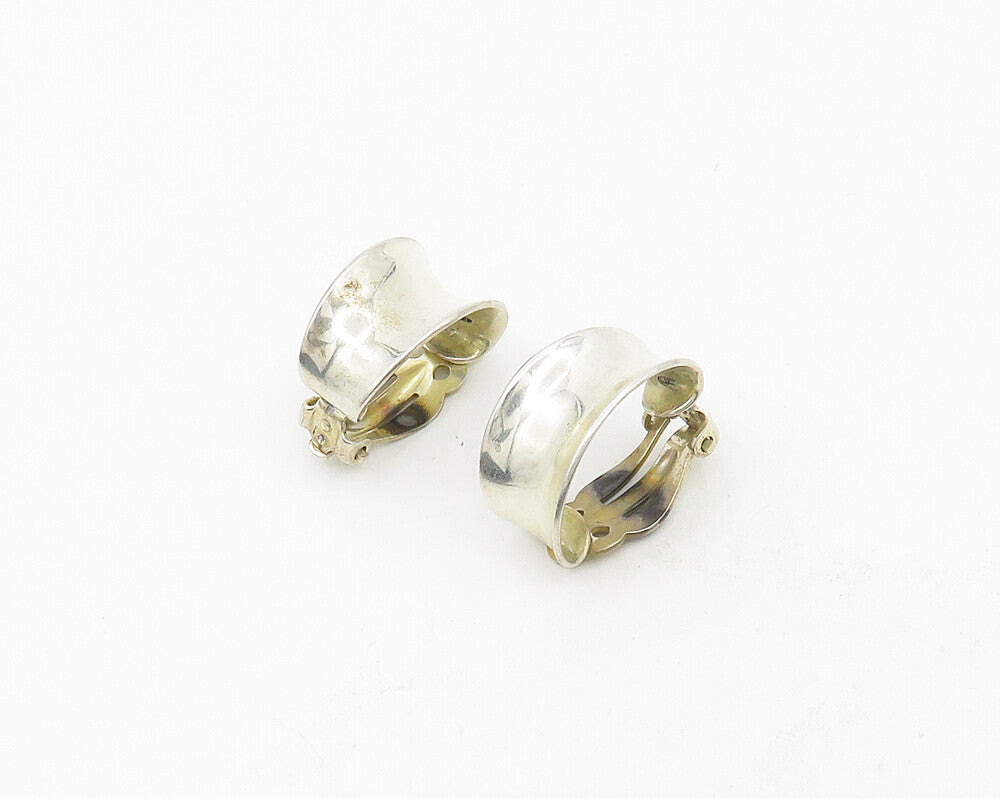 MWS MEXICO 925 Sterling Silver Vintage Concave Non Pierce Drop Earrings  EG9409