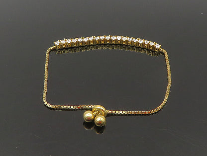 Gold Over 925 Silver  Cubic Zirconia Adjustable Child Box Chain Bracelet BT1102