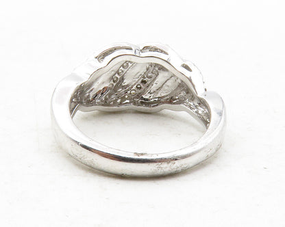 925 Sterling Silver  Genuine Diamonds Shiny Swirl Band Ring Sz 6  RG12508