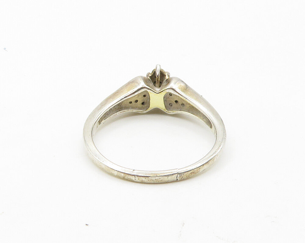 925 Sterling Silver  Vintage Genuine Diamonds Shiny Band Ring Sz 9  RG19804