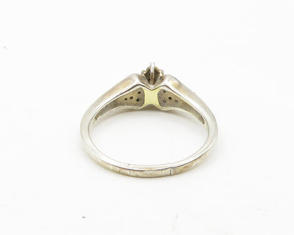 925 Sterling Silver  Vintage Genuine Diamonds Shiny Band Ring Sz 9  RG19804