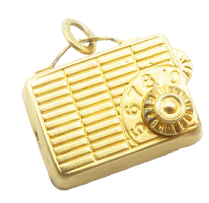 BEAU 925 Sterling Silver  Vintage Shiny Gold Plated Radio Pendant  PT9597