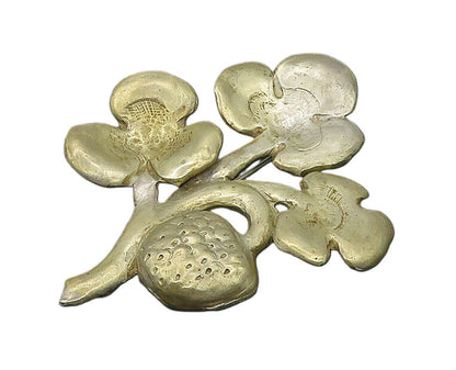 925 Sterling Silver  Vintage Heavy Floral Motif Brooch Pin  BP8208